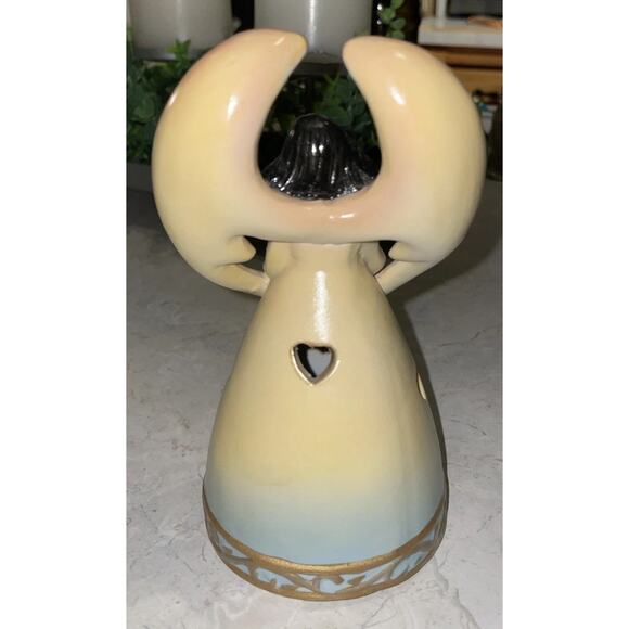 VINTAGE CERAMIC COLLECTABLE ANGEL Hand Painted Holding A Book 6.5x3” - Picture 4 of 5